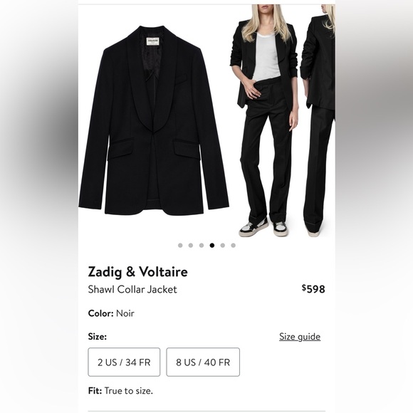 NWT Zadig & Voltaire Shawl Collar Jacket, black - Picture 11 of 13